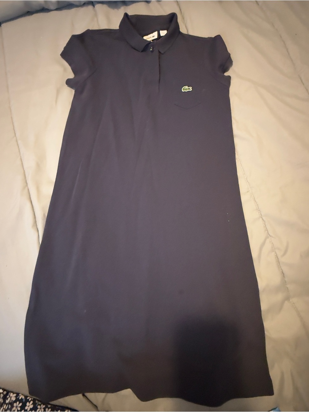 Lacoste Navy Polo Midi Dress with Crocodile Logo